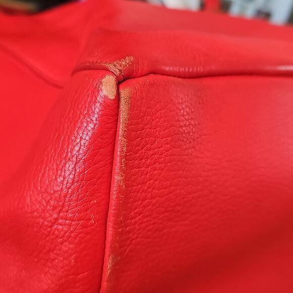 Cole Haan Womens Large Red 6 Compartment Gold Accent Hand Shoulder Bag 13x10x6 - Picture 9 of 12